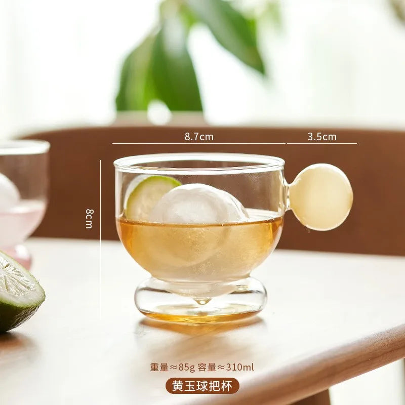 DecorBites™ Glass Spherical Handle Coffee Mug, 310ml