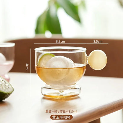 DecorBites™ Glass Spherical Handle Coffee Mug, 310ml