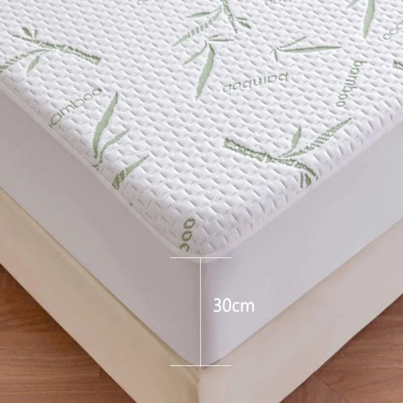 DecorBites™ Bamboo Jacquard Waterproof Fitted Mattress Cover for Queen King Bed