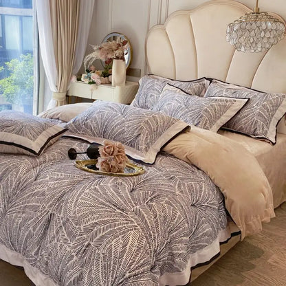 DecorBites™ Leopard Print Velvet Bedding Set: Duvet Cover, Bed Sheet, Pillowcases