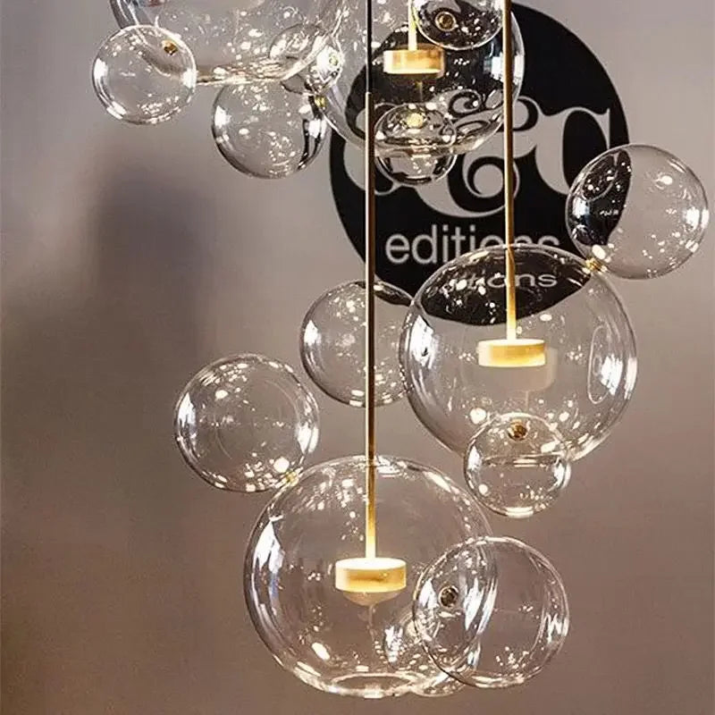 DecorBites™ Glass Bubble LED Chandelier: Stylish Ceiling Lighting for Dining & Living Room