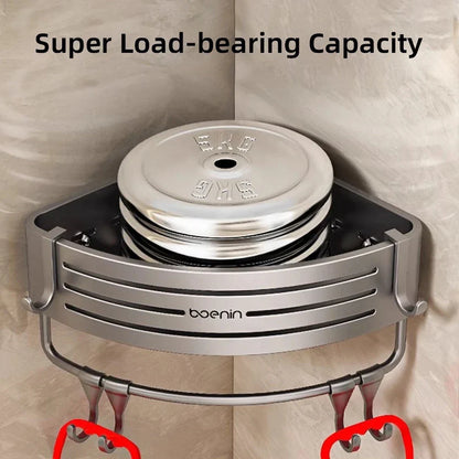 رف زاوية DecorBites™ مع خطاف قضيب منشفة، منظم من الألومنيوم للحمام والمطبخ