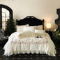 Decobites Rose Butterfly Embroidery Velvet Bedding Set with Lace Details