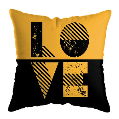 غطاء وسادة مطبوع عليه غزال هندسي من DecorBites™ مقاس 45×45 سم - ديكور منزلي أصفر