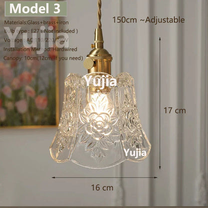 Vintage Green Glass Pendant Light With Brass Details