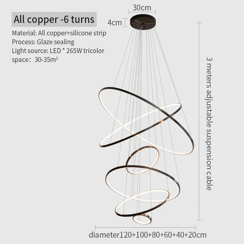 ثريا نحاسية دائرية من DecorBites™: فخامة عصرية بسيطة لغرفة المعيشة، المطعم، درج الفيلا
