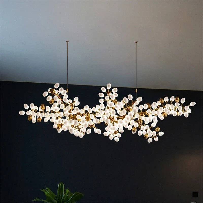 Decorbites™ Lámparas de Araña de Vidrio de Lujo de Uva Dorada para Sala de Estar y Cocina