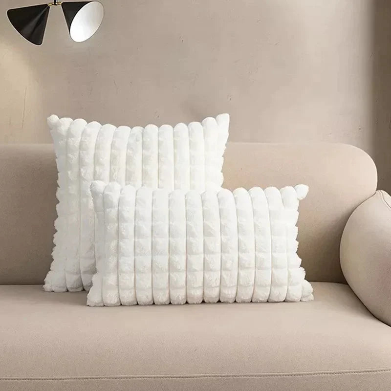 DecorBites™ Fluffy Faux Fur Cushion Cover 45x45cm Cream Coffee Brown Home Decor Sofa