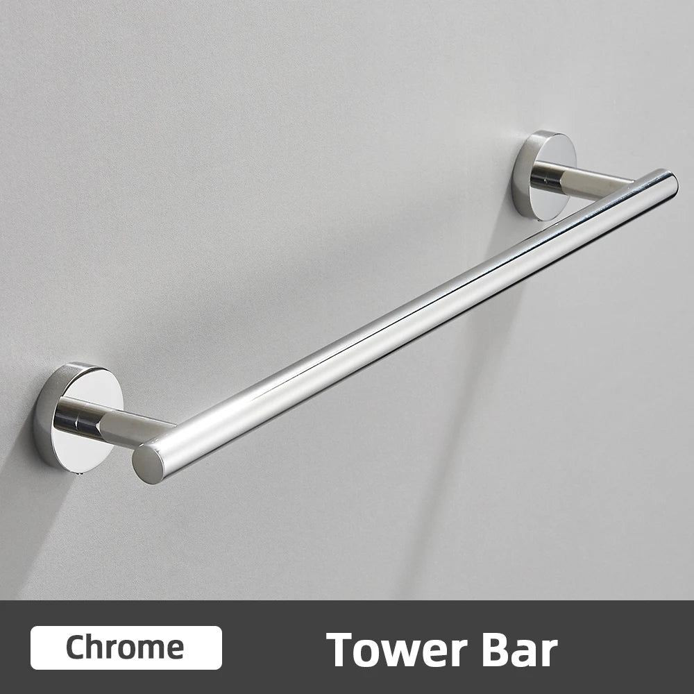 DecorBites™ Brushed Gold Bathroom Accessories Set: Towel Rail, Paper Holder, Hook, Stainless Steel