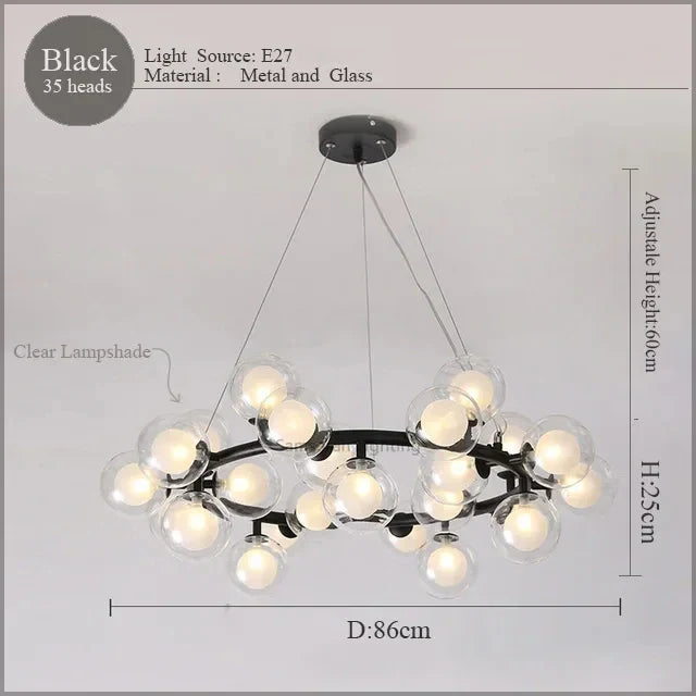 DecorBites™ LED Glass Chandelier Pendant Lamp for Living Room Dining Room Lighting