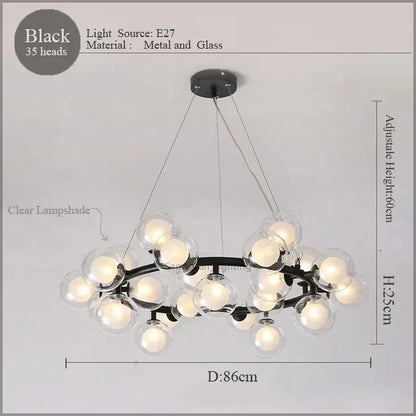 DecorBites™ LED Glass Chandelier Pendant Lamp for Living Room Dining Room Lighting