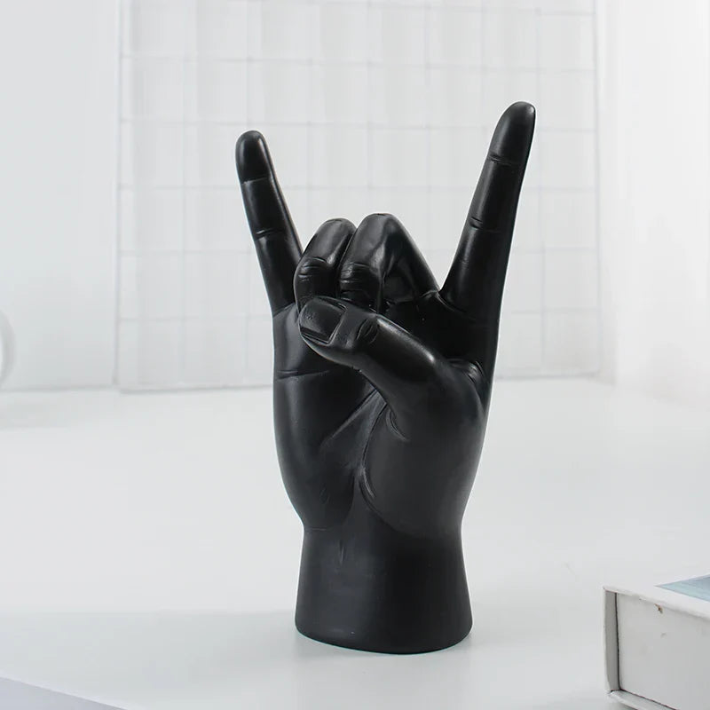DecorBites™ Gold Rock Hand Gesture Sculpture Figurine for Chic Home Decor