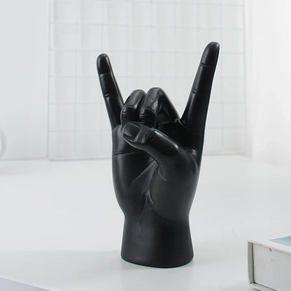 DecorBites™ Gold Rock Hand Gesture Sculpture Figurine for Chic Home Decor