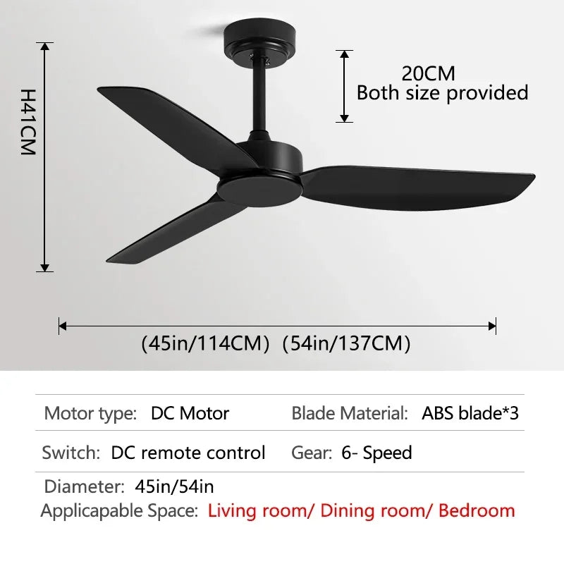 DecorBites™ 58-Inch Black Ceiling Fan with Remote Control for Commercial Use