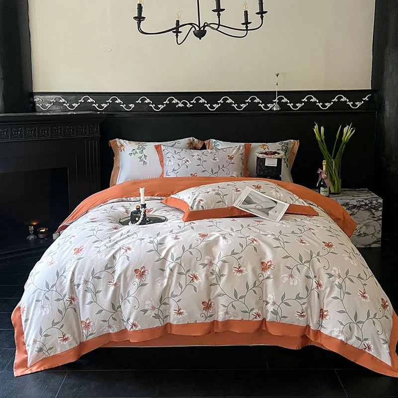 DecorBites™ Egyptian Cotton Bedding Set: Queen King Full Size Sheet Pillowcase Comforter Cover