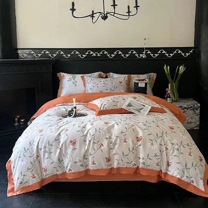 DecorBites™ Egyptian Cotton Bedding Set: Queen King Full Size Sheet Pillowcase Comforter Cover