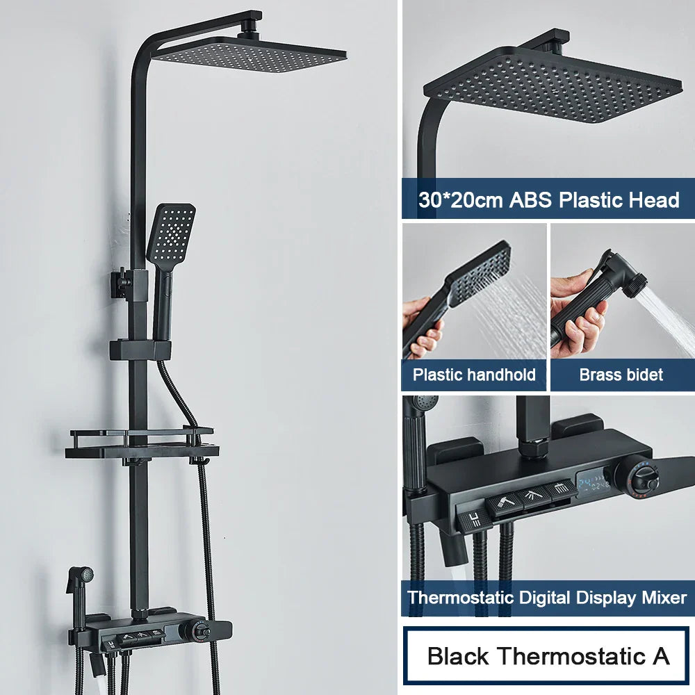DecorBites™ Digital Display Shower System with Thermostatic Control and Tub Spout