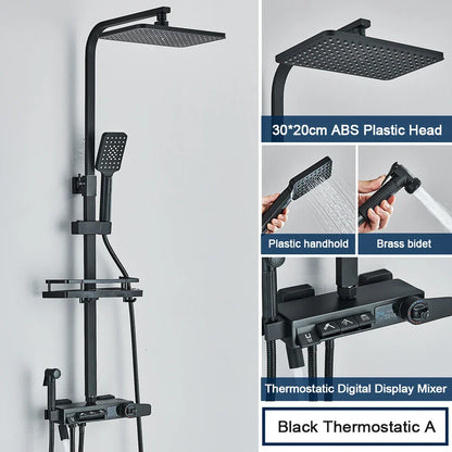 DecorBites™ Digital Display Shower System with Thermostatic Control and Tub Spout