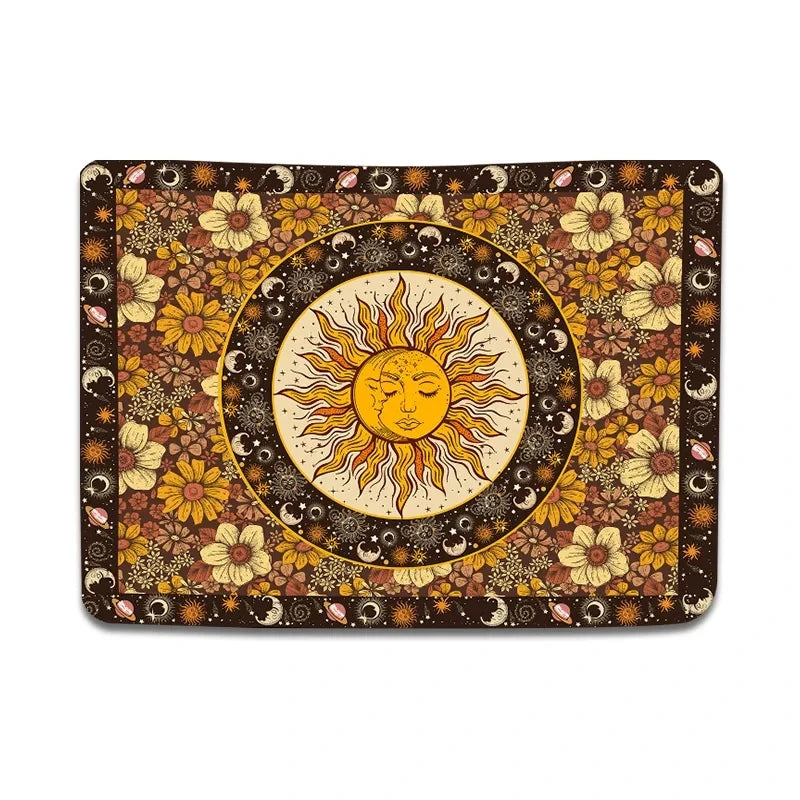 Decobites Sun Moon Vintage Boho Wall Tapestry Sunflowers Constellation Aesthetic