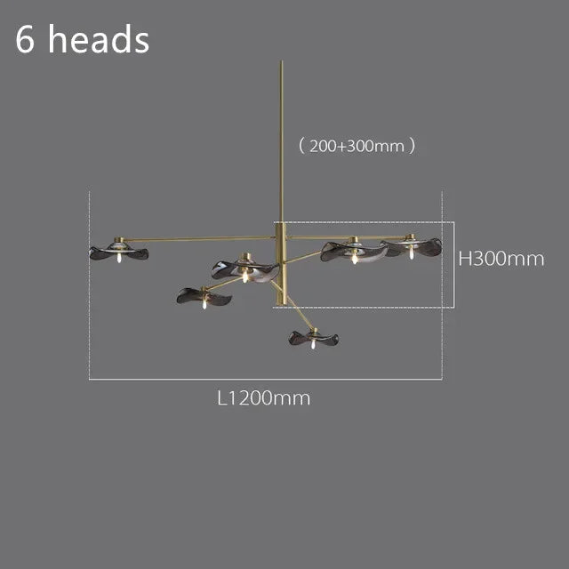 DecorBites™ Lotus Leaf Glass Ceiling Chandelier for Bedroom Living Room Hall Lighting