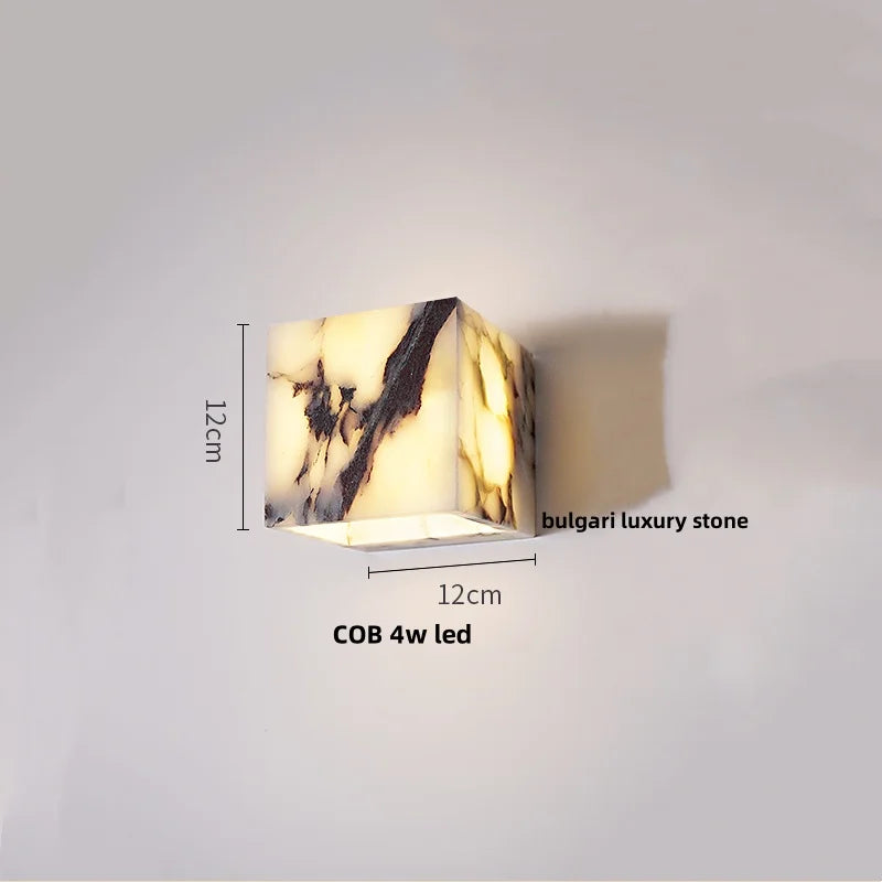 DecorBites™ LED Wall Light Fixture Bedroom Balcony Hallway Waterproof Square Terrazzo Bedside Lamp