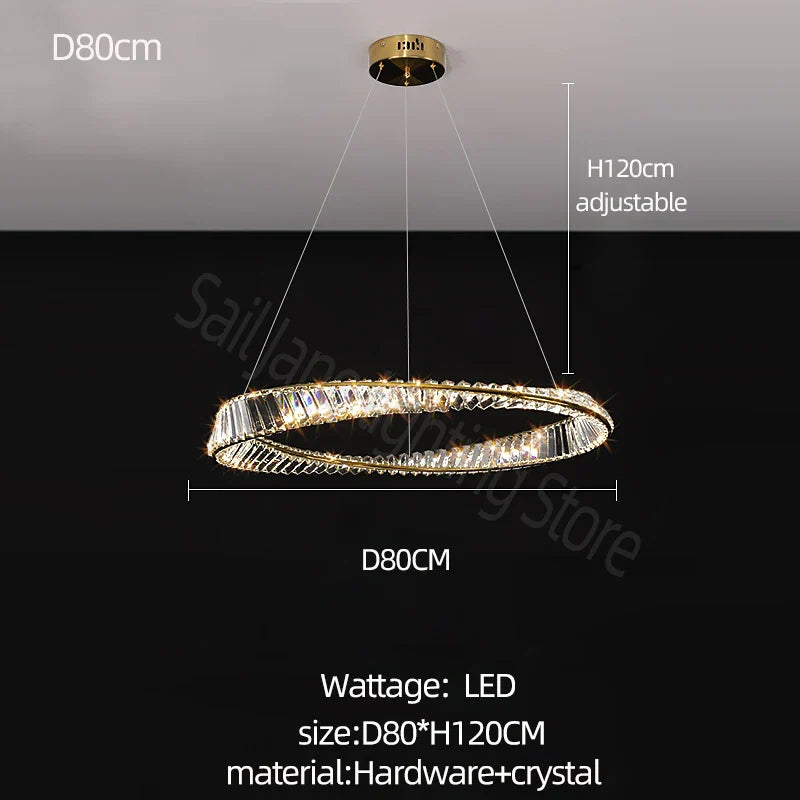 DecorBites™ Crystal Chandelier: Modern Circular LED Lighting for Luxurious Living Room, Bedroom, Dining Room
