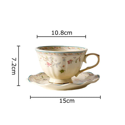 DecorBites™ Elegant Floral Ceramic Cup & Saucer Set for Dining Table and Coffee Mug