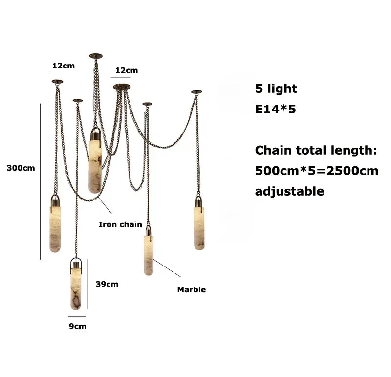 Chandelier LED de Cromo Dorado Decorbites™ para Comedor - Diseño de Mármol 2025