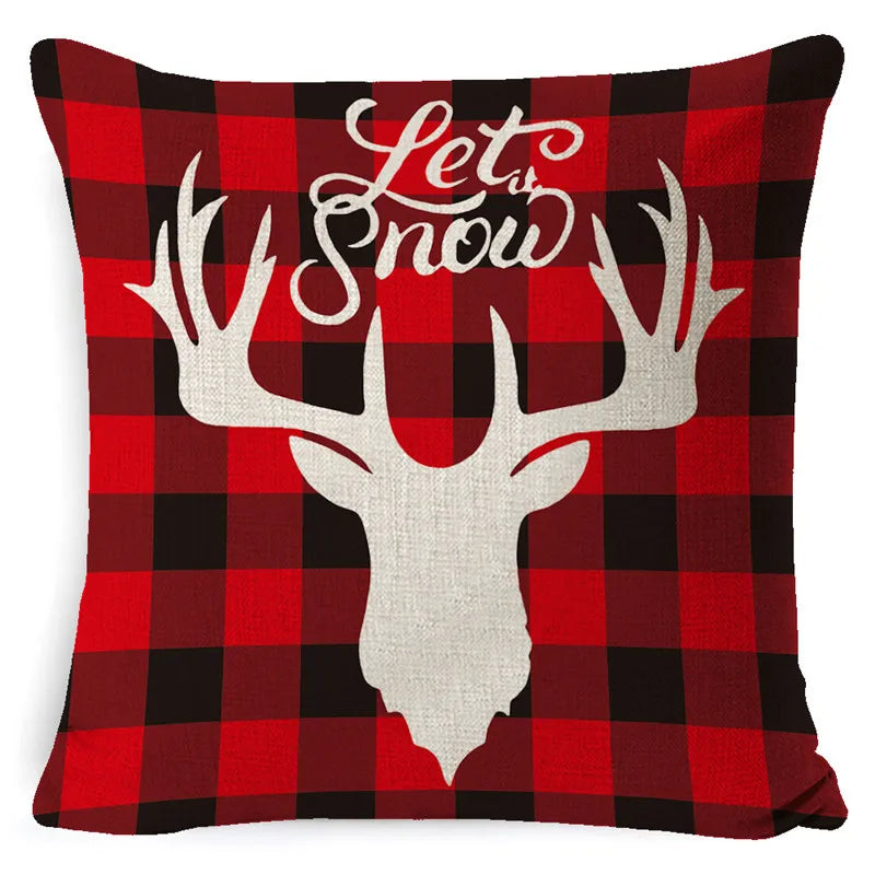 DecorBites™ Christmas Deer Linen Pillow Cover 45x45cm for Home Sofa Decor