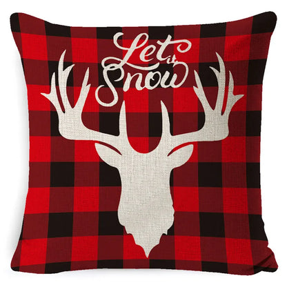 DecorBites™ Christmas Deer Linen Pillow Cover 45x45cm for Home Sofa Decor