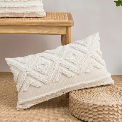 DecorBites™ Lace Tassel Cushion Tufted Sofa Pillowcase for Office Chair Pad