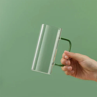 كوب زجاجي مربع من ديكوربايتس™ سعة 400 مل، آمن للاستخدام في الميكروويف، شفاف، كوب قهوة وبيرة للحفلات