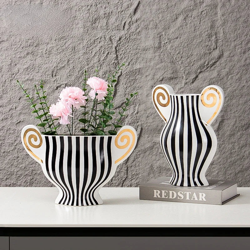 Decorbites™ Geometrische Fransen-Keramikvase Vintage-Kessel Heimdekoration-Zubehör
