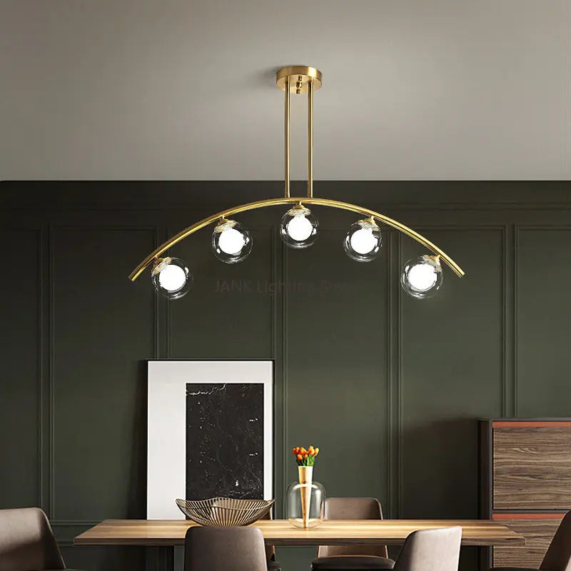DecorBites™ Gold Glass Ball LED Chandelier for Modern Minimal Decor in Kitchen, Bedroom
