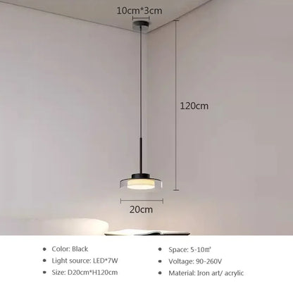 DecorBites™ LED Iron Acrylic Pendant: Modern French Style Indoor Light for Bedroom & Living Room