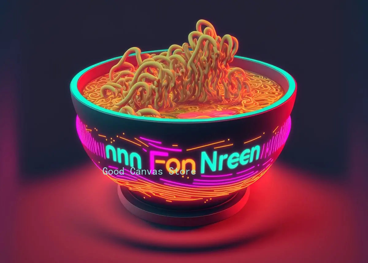 DecorBites™ Japanese Food Neon Posters Canvas Painting for Home Kitchen Decor