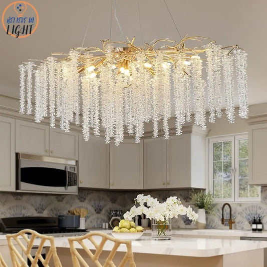 DecorBites™ Crystal Tassel Chandelier: Elegant Dining Room Pendant Light Fixtures