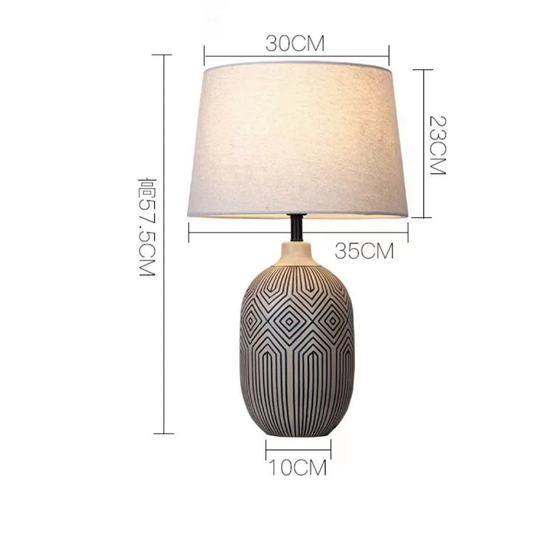 DecorBites™ Japanese Style Ceramic Table Lamp for Living Room, Bedroom, Study - Simple & Elegant