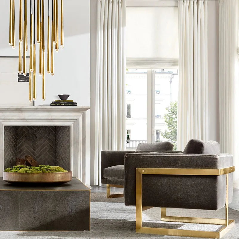 Gold Copper Crystal Chandelier