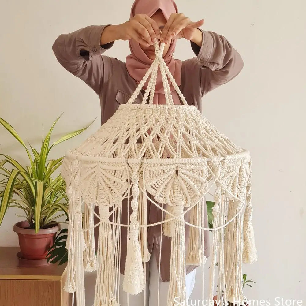 Macrame Lampshade Tapestry Bed Curtain Wall Hanging by Decobites