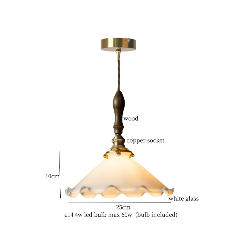 Green Glass Pendant Lamp Copper Base LED Included