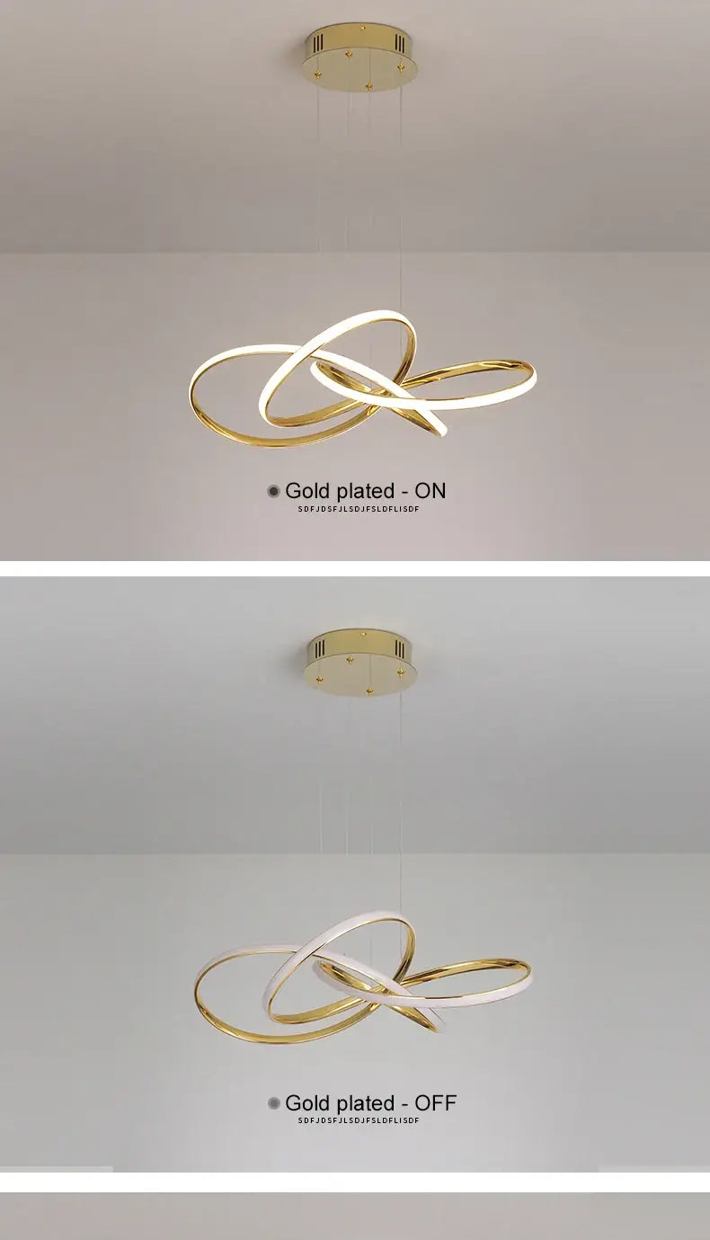 DecorBites™ Dimmable Modern Chandelier: Gold/Chrome/Black 60cm