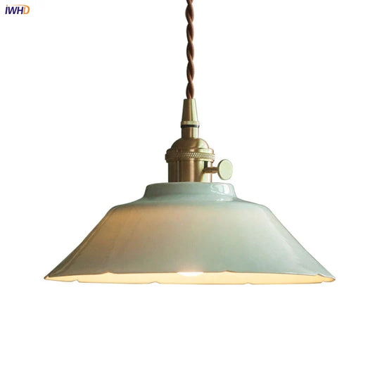 DecorBites™ Green Ceramic Pendant Light LED Vintage Hanging Lamp with LED Bulb