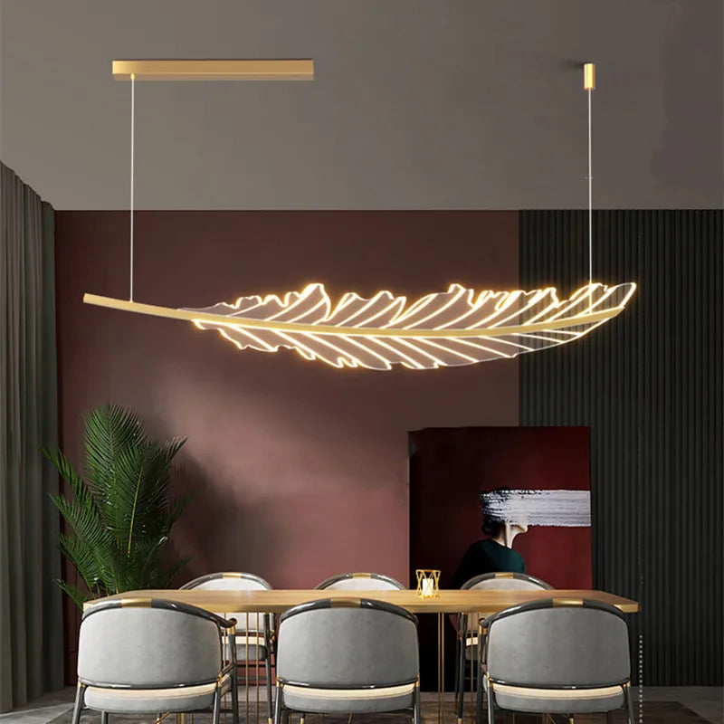 DecorBites™ Leaf Shaped Golden Chandelier for Living Room, Dining Room, Kitchen, and Coffee Shop