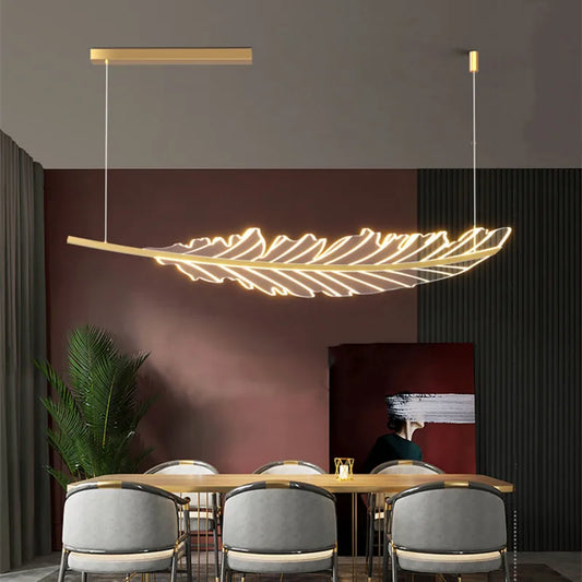 DecorBites™ Leaf Shaped Golden Chandelier for Living Room, Dining Room, Kitchen, and Coffee Shop