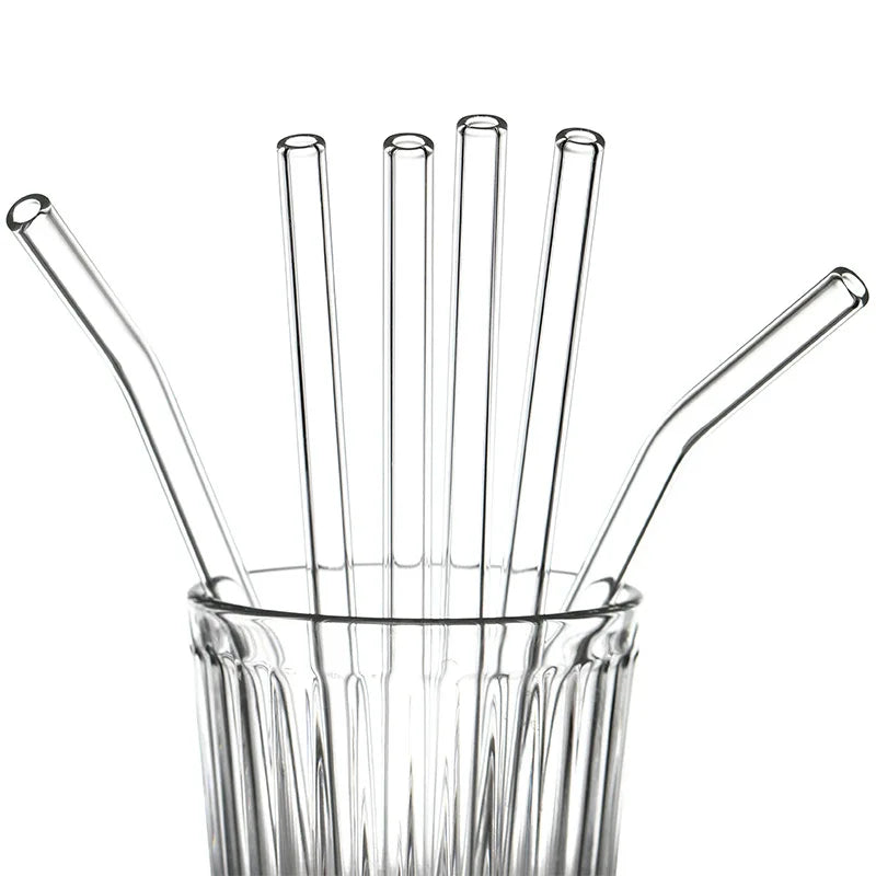 DecorBites™ Glass Straws: Reusable Eco-Friendly Drinking Straws with Brushes