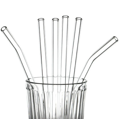DecorBites™ Glass Straws: Reusable Eco-Friendly Drinking Straws with Brushes
