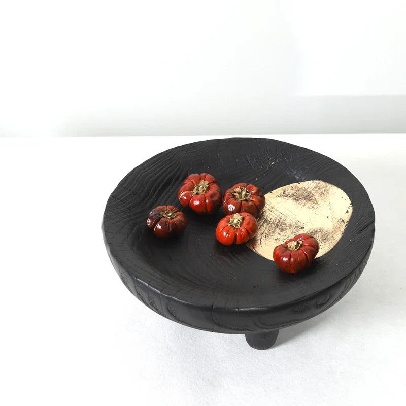 DecorBites™ Imitation Wood Grain Corner Tray Fruit Bowl Desktop Storage Jewelry Plate Tray