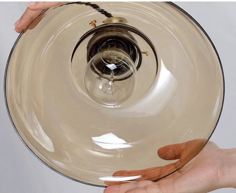 Nordic Vintage Glass Pendant Light in Clear or Amber