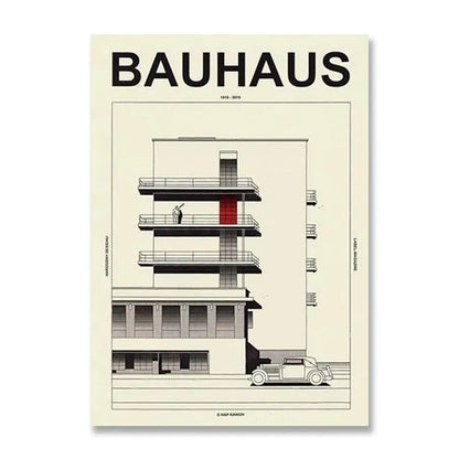 Minimalist Black and White Bauhaus Canvas Print - Posters